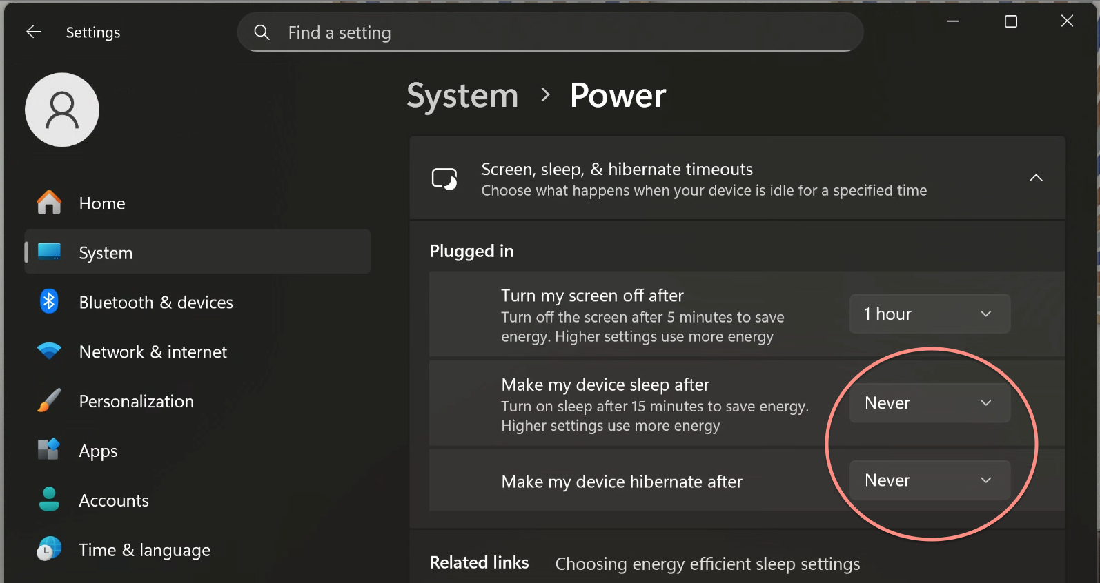 Sleep Setting Windows